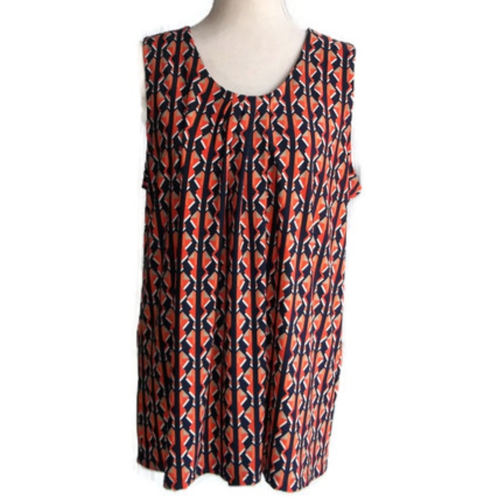Anne Klein Orange/Navy/White/Tan Top-Sz XL